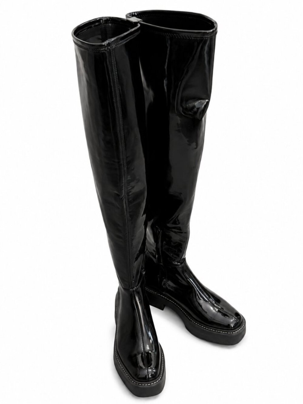 Sam Edelman Lydia Black Patent Over-The-Knee Lug Sole Boots Size 8M NWOT's